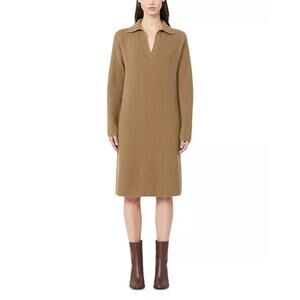 NWT Max Mara Studio Mana Knitted Dress Long Sleeve Camel sz S Old Money Luxury